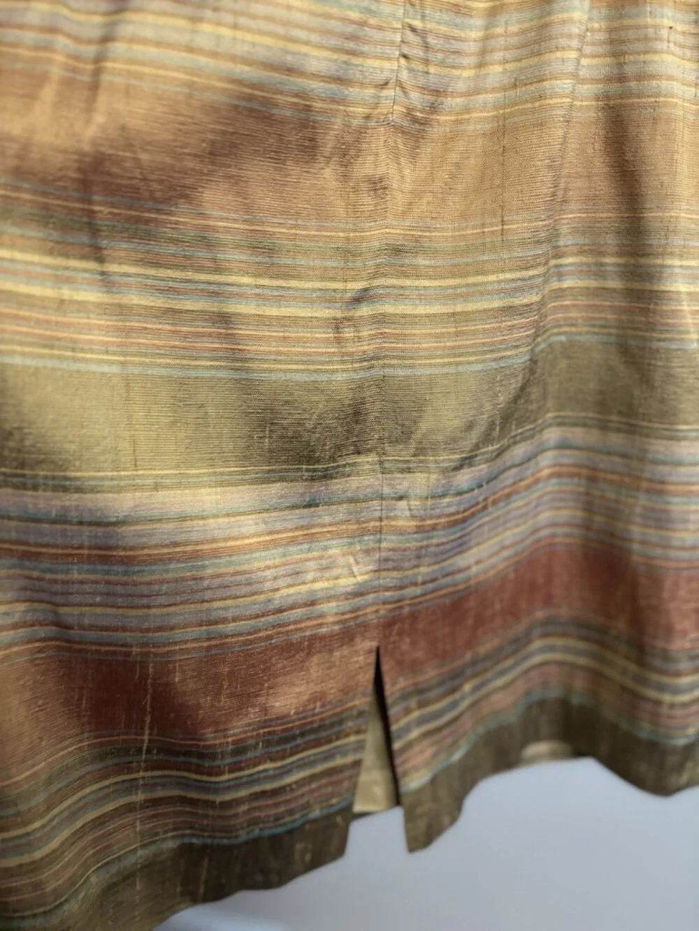 Vintage 100% Silk Green Orange Tan Overall Sheath Dress 4 Grunge Fairy - Picture 8 of 14